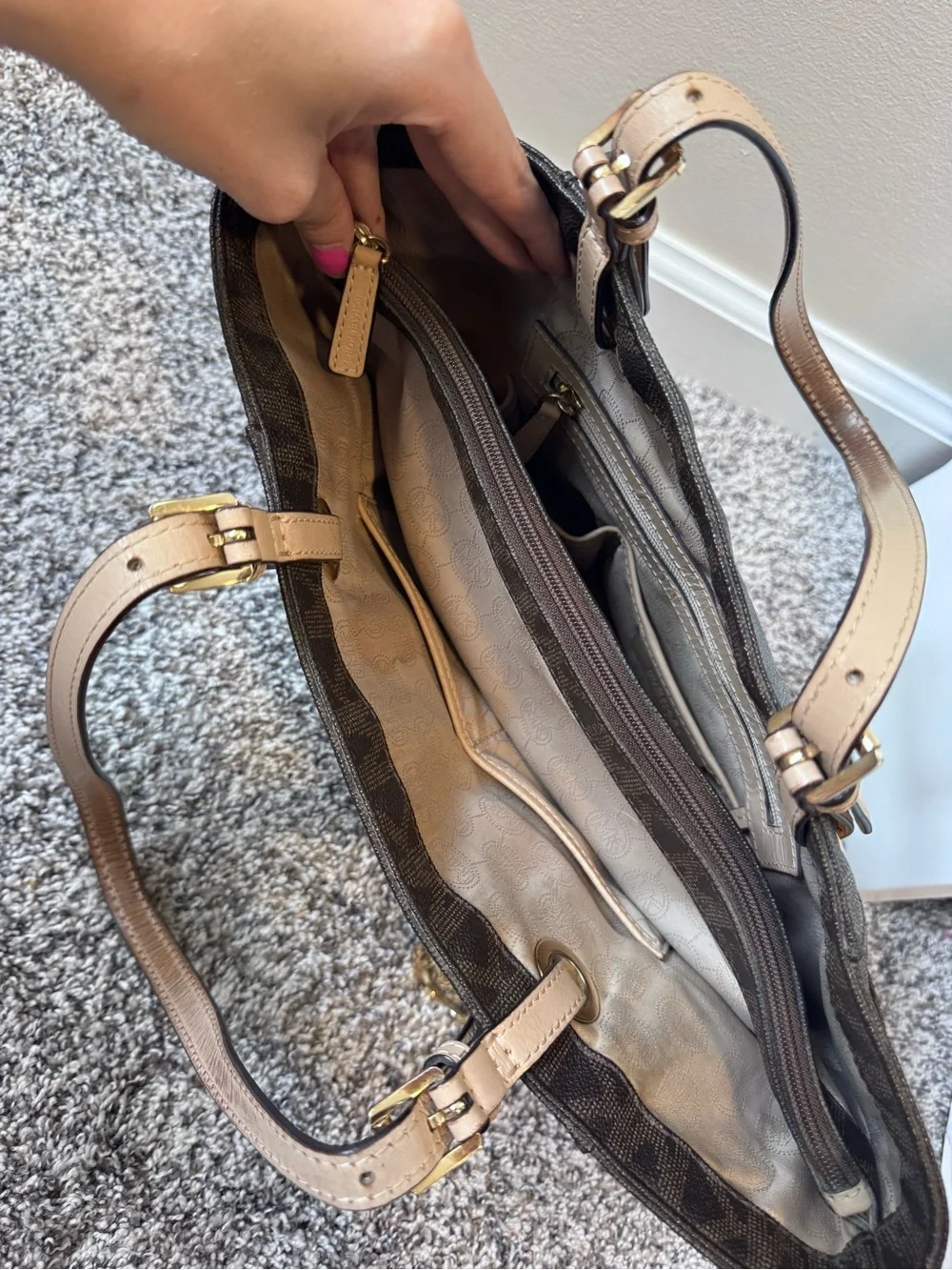 Michael Kors Brown MK Monogram Shoulder Bag